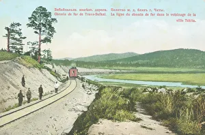 Circum Baikal Prints: Transbaikal railway. The railway track near the city of Chita, 1904-1917. Creator: Unknown