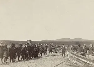 Building Materials Prints: Transferring of Cargo along the Shore, 1889. Creator: Unknown