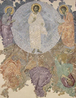 Images Dated 22nd May 2018: The Transfiguration of Jesus, ca 1380. Artist: Ancient Russian frescos