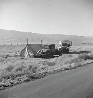 Camping Out Prints: Transient potato workers camping along the highway