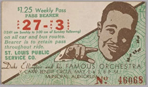 Orchestra Collection: Transit pass for St. Louis Public Service Company depicting Duke Ellington, 15067