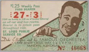 Ellington Duke Prints: Transit pass for St. Louis Public Service Company depicting Duke Ellington, 15067