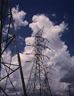 Tennessee United States Prints: Transmission towers in the switchyard of TVAs Chickamauga Dam
