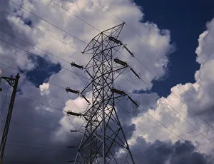Transmission towers in the switchyard of TVAs Chickamauga Dam, near Chattanooga, Tenn. 1942. Creator: Alfred T Palmer