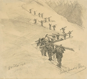 Transportation of boards and exchange of battle groups, 1916. Creator: Elemir Halasz-Hradil