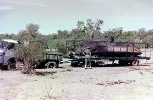 Transporting Bluebird CN7 through the bush to Lake Eyre, World Land Speed Record attempt Transporting Bluebird CN7 through the bush to Lake Eyre, World Land Speed Record attempt