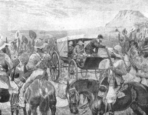 1880 1881 Prints: The Transvaal War, 1881: President Brand Making the Declaration of Peace at Laings Nek
