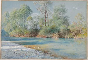 Traunstein River on the Road to Empfig, Bavaria, about 1893-96