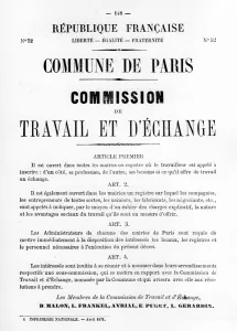 Travail et D Echange, from French Political posters of the Paris Commune, May 1871