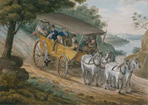 New Jersey Prints: Travel by Stagecoach Near Trenton