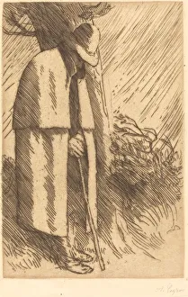 Traveler taking Shelter (Le voyageur a l abri). Creator: Alphonse Legros