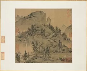 Album Leaf Gallery: Travelers in Autumn Mountains, 1st half 1300s. Creator: Sheng Mou (Chinese, active c