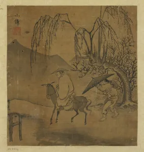 Umbrella Prints: Two travelers in the rain, Possibly Ming dynasty, 1368-1644. Creator: Unknown