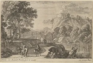 Riding Ass Prints: Travelers on Road to Left of a Stream. Creator: Herman van Swanevelt