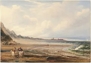 Peter De Windt Prints: Travelers on the Sands near Redcar, 1838. Creator: Peter de Wint