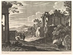 Travelers Visiting Ruins, mid-17th century. Creator: Gabriel Perrelle Travelers Visiting Ruins, mid-17th century. Creator: Gabriel Perrelle
