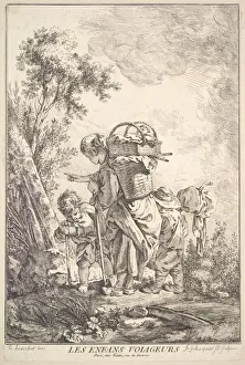 Carrying On Back Collection: The Traveling Children, mid to late 18th century. Creator: Jacques Gabriel Huquier
