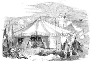 Camping Prints: Travellers Encampment in the Desert, 1857. Creator: Unknown