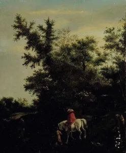Ruisdael Jacob Isaacksz Van Prints: Travellers on a forest road, c1670s. Creator: Jacob van Ruisdael