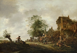 Mauritshuis Prints: Travellers outside an Inn. Creator: Isaac van Ostade