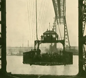 Golding Prints: Travelling Car, Transporter Bridge, Middlesborough, c1930. Creator: Unknown