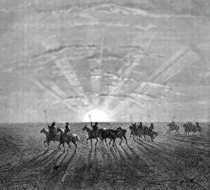 Horseman Collection: Travelling across the Desert of Khiva; Superstitions in Central Asia, 1875. Creator: Armin Vambery