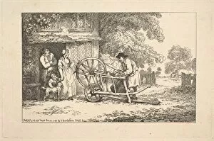 Rowlandson Collection: A Travelling Knife-grinder at a Cottage Door, 1787. Creator: Thomas Rowlandson