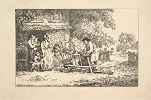 Grinding Wheel Prints: A Travelling Knife-grinder at a Cottage Door, 1787. Creator: Thomas Rowlandson