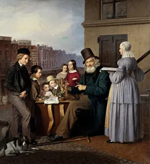 Demonstrating Prints: A travelling showman in the Netherlands showing animalcules to children