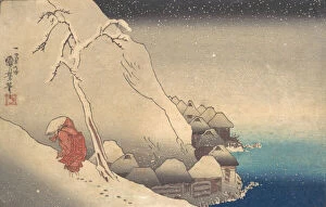 Buddhist Monk Collection: Travelling in a Snowstorm, ca. 1830. Creator: Utagawa Kuniyoshi