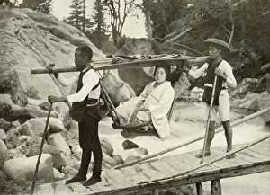 In Lotus Land Japan Prints: Travelling by Yama-Kago in the Hakone Mountains, 1910. Creator: Herbert Ponting