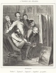 Amazement Prints: A travers les ateliers, 1862. Creator: Honore Daumier