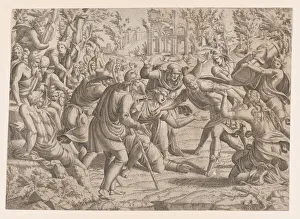 Trojan Wars Gallery: The Treacherous Sinon Brought into the Trojans Camp by the Shepherds, 1535-55