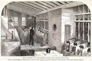 Prison Officer Prints: Tread-Wheel and Oakum-Shed at the City Prison, Holloway, London, 1862. Artist