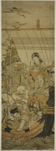 Catching Prints: The Treasure Ship, Japan, c. 1778. Creator: Kitao Shigemasa
