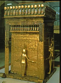 Goddesses Prints: Treasure of Tutankhamun, canopic reliquary with four goddesses protecting the content
