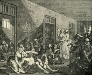 Hospital Prints: Treatment of the Insane, 1733, (1925). Creator: William Hogarth