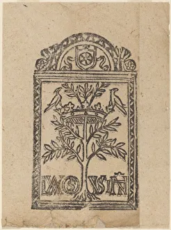 Tree with Crown and Two Birds, 16th century. Creator: Unknown Tree with Crown and Two Birds, 16th century. Creator: Unknown
