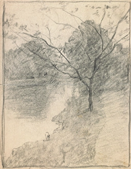 Hoosier Group Prints: Tree Beside a Stream, c1871-1927. Creator: John Ottis Adams