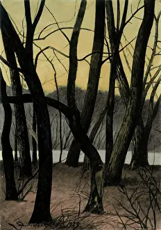 Leon 1881 1946 Prints: Tree trunks, 1929. Creator: Spilliaert, Leon (1881-1946)