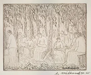 Caf And Xe9 Prints: Under Two Trees, 1900-1925. Creator: Abraham Walkowitz