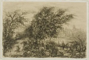 Bresdin Rodolphe Prints: Trees Bending in the Wind, n. d. Creator: Rodolphe Bresdin