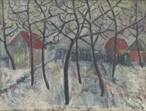 Cyprian Prints: Trees in a Garden, around 1933. Creator: Cyprian Majernik