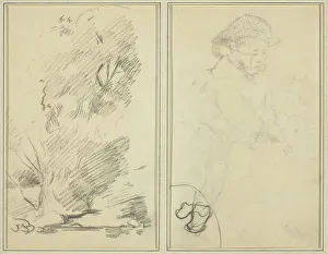 Breton Prints: Trees; Sketch of Breton Boy [verso], 1884-1888. Creator: Paul Gauguin