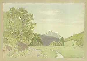 1865 Prints: Trees on a slope, Braunfels Castle in the background
