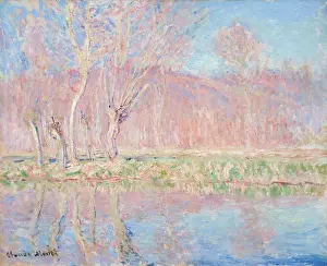 Spring Landscape Prints: Trees by the water, spring in Giverny, 1885. Creator: Monet, Claude (1840-1926)