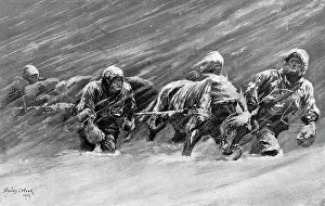 The trek during the snowstorm, 1909. Creator: Stanley Llewellyn Wood