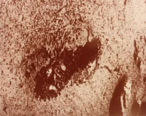 Viking 1 Prints: Trench excavated by surface sampler, Viking 1 Mission to Mars, 1976. Creator: NASA