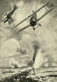 Shooting Prints: Trench Strafing : British low-flying scouts co-operating in an infantry