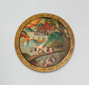 Trencher with a Scene from Aesops Fables, England, c. 1600. Creator: Unknown